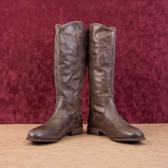 Frye Wmn Melissa Button Dark Brown Leather Equestrian Riding Knee Boots sz 8 - Picture 2 of 10